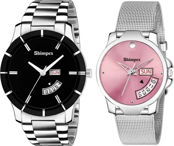 Premium_Watches_Pink_Metal_Couple_Waterproof_With_A_One_Year_Warranty_Day_And_Date_Analog
