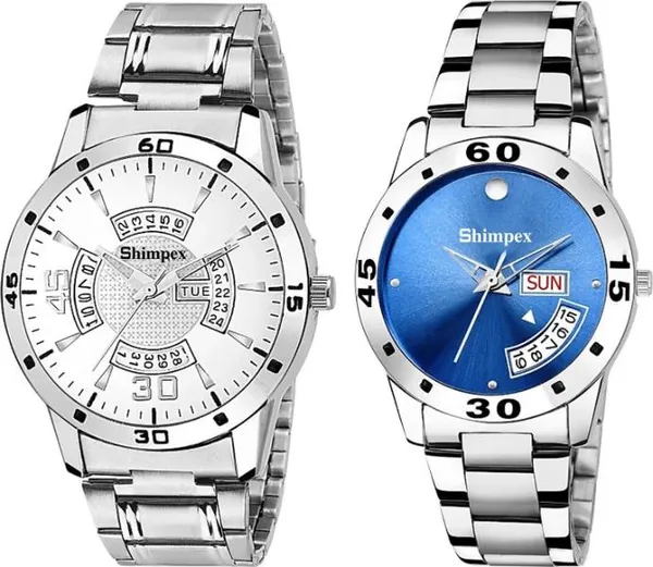 Premium_Watches_White_Genuine_Leather_Metal_Couple_Waterproof_With_A_One_Year_Warranty_Day_And_Date_Analog