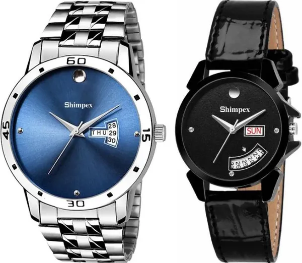 Premium_Watches_Black_Genuine_Leather_Couple_Waterproof_With_A_One_Year_Warranty_Day_And_Date_Analog