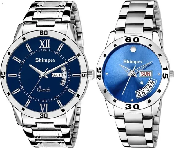 Premium_Watches_White_Genuine_Leather::Metal_Couple_Waterproof_with_a_one-year_warranty