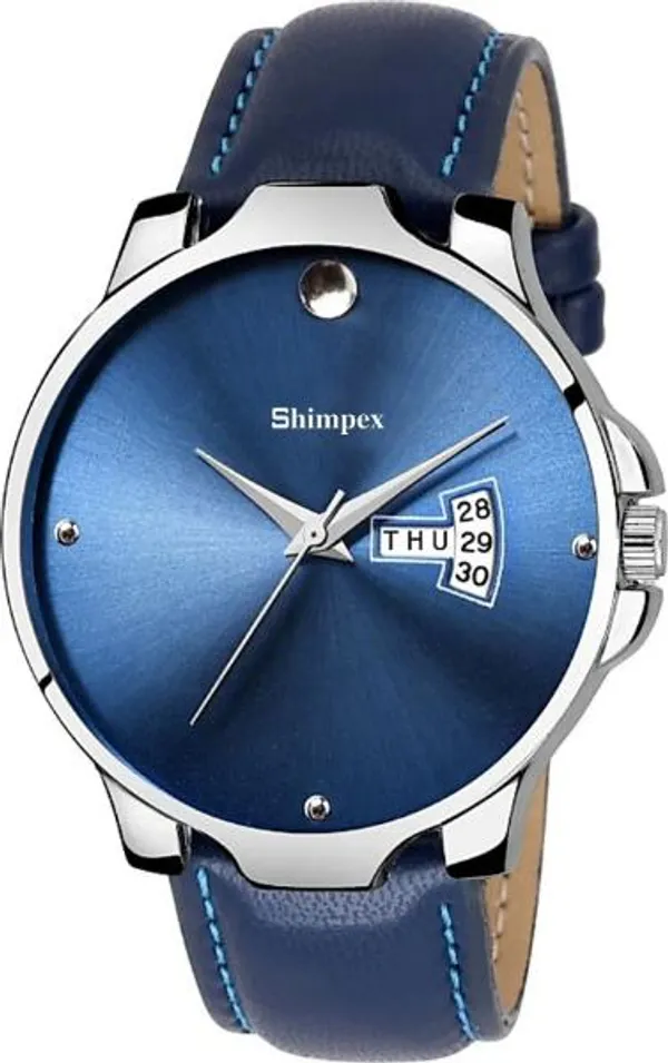 Shimpex_Good_Quality__Watches_Blue_Genuine_Leather_Boys_Waterproof_With_A_One_Year_Warranty_Day_And_Date_Analog