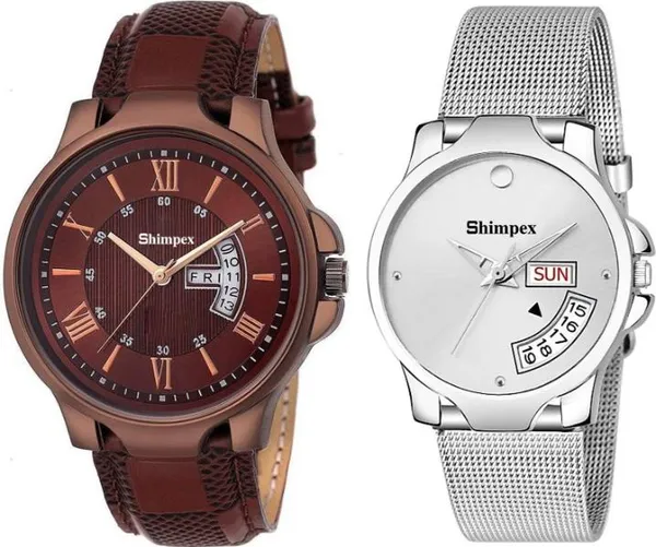 Premium_Watches_White_Genuine_Leather_Metal_Couple_Waterproof_With_A_One_Year_Warranty_Day_And_Date_Analog