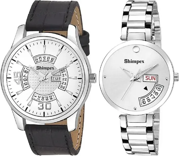 Premium_Watches_Silver_White_Metal_Genuine_Leather_Men_&_Women_Waterproof_With_A_One_Year_Warranty_Day_And_Date_Analog