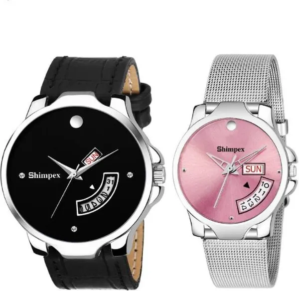 Premium_Watches_Pink_Metal_Couple_Waterproof_With_A_One_Year_Warranty_Day_And_Date_Analog