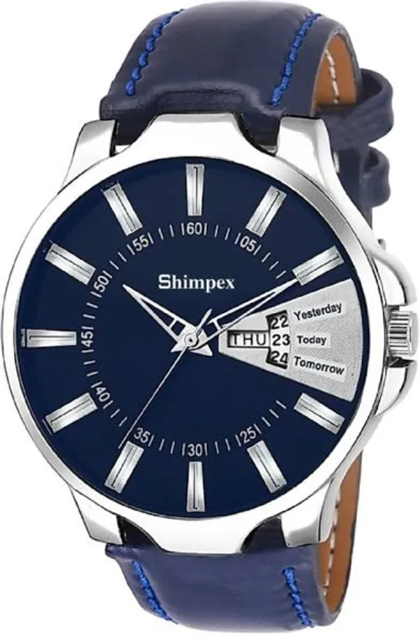 Premium_Watches_Blue_Genuine_Leather_Boys_Waterproof_With_A_One_Year_Warranty_Day_And_Date_Analog