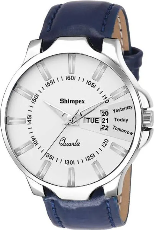 Premium_Watches_White_Genuine_Leather_Boys_Waterproof_With_A_One_Year_Warranty_Day_And_Date_Analog