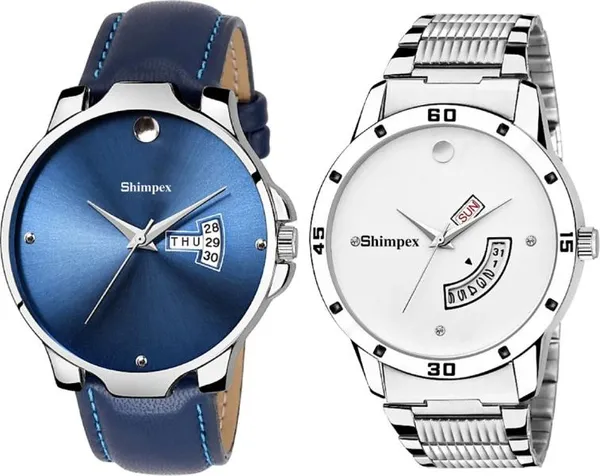 Shimpex_Good_Quality__Watches_Blue_Genuine_Leather_Boys_Waterproof_With_A_One_Year_Warranty_Day_And_Date_Analog
