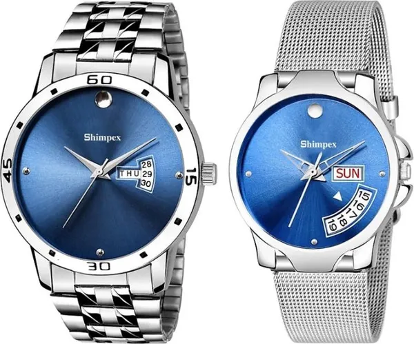 Premium_Watches_White_Genuine_Leather_Metal_Couple_Waterproof_With_A_One_Year_Warranty_Day_And_Date_Analog