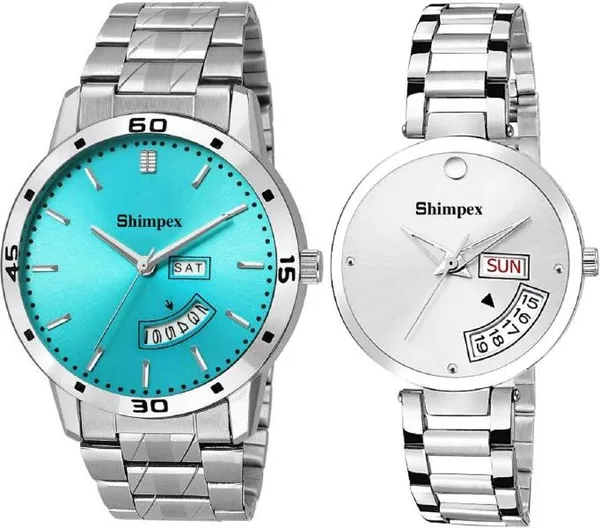 Premium_Watches_Blue_White_Metal_Couple_Waterproof_With_A_One_Year_Warranty_Day_And_Date_Analog