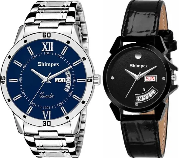 Premium_Watches_Black_Genuine_Leather_Couple_Waterproof_With_A_One_Year_Warranty_Day_And_Date_Analog