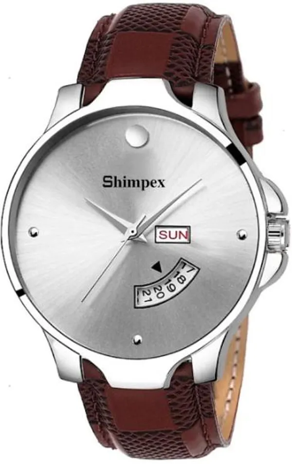 Premium_Watches_White_Genuine_Leather_Boys_Waterproof_With_A_One_Year_Warranty_Day_And_Date_Analog