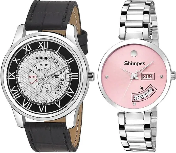 Premium_Watches_Pink_White_Metal_Genuine_Leather_Couple_Waterproof_With_A_One_Year_Warranty_Day_And_Date_Analog