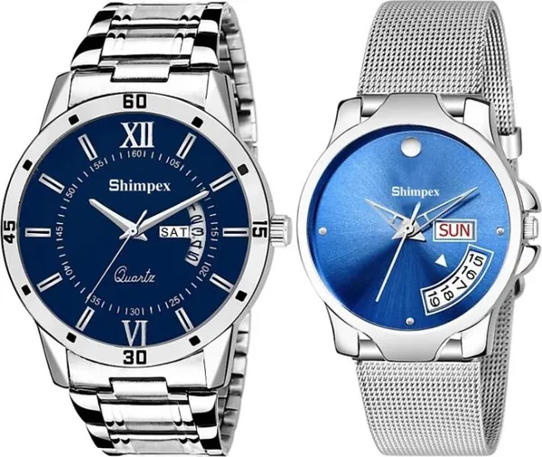 Shimpex_Good_Quality__Watches_Blue_Metal_Couple_Waterproof_With_A_One_Year_Warranty_Day_And_Date_Analog