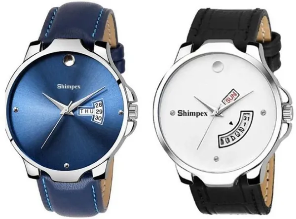 Premium_Watches_Blue_Silver_Genuine_Leather_Men_Waterproof_With_A_One_Year_Warranty_Day_And_Date_Analog