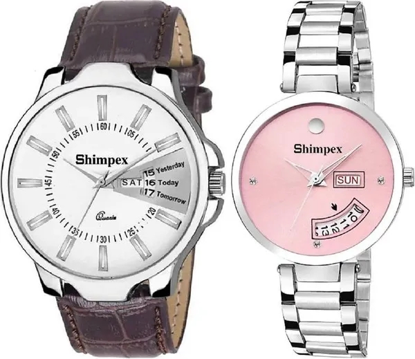 Premium_Watches_Pink_White_Metal_Genuine_Leather_Men_&_Women_Waterproof_With_A_One_Year_Warranty_Day_And_Date_Analog