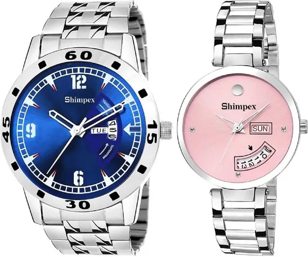 Premium_Watches_Pink_Blue_Metal_Couple_Waterproof_With_A_One_Year_Warranty_Day_And_Date_Analog