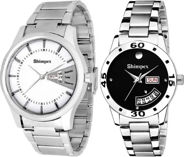 Premium_Watches_Black_White_Metal_Men_&_Women_Waterproof_With_A_One_Year_Warranty_Day_And_Date_Analog