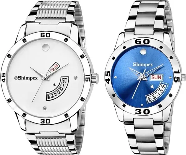 Premium_Watches_White_Genuine_Leather_Metal_Couple_Waterproof_With_A_One_Year_Warranty_Day_And_Date_Analog