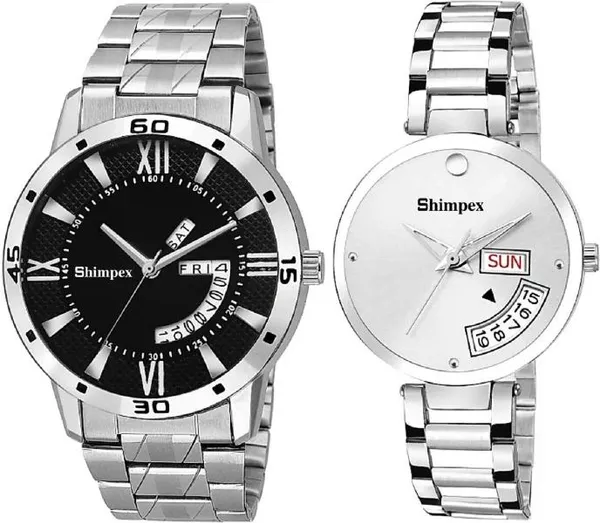 Premium_Watches_Black_White_Metal_Couple_Waterproof_With_A_One_Year_Warranty_Day_And_Date_Analog