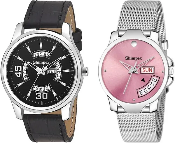Premium_Watches_Pink_Metal_Couple_Waterproof_With_A_One_Year_Warranty_Day_And_Date_Analog