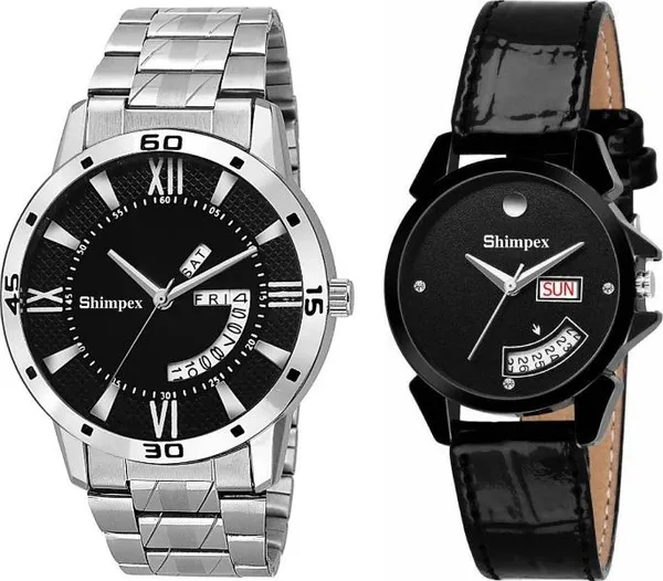 Premium_Watches_Black_Stainless_Steel_Genuine_Leather_Boys_&_Girls_Waterproof_With_A_One_Year_Warranty_Day_And_Date_Analog