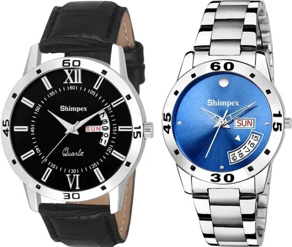 Premium_Watches_Blue_Metal_Couple_Waterproof_With_A_One_Year_Warranty_Day_And_Date_Analog