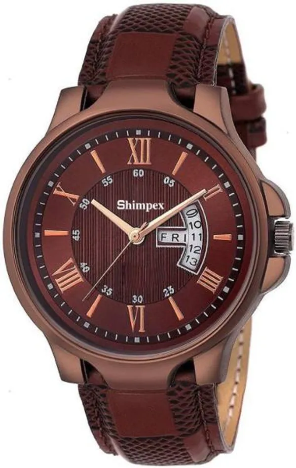 Premium_Watches_Brown_Genuine_Leather_Boys_Waterproof_With_A_One_Year_Warranty_Day_And_Date_Analog