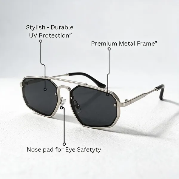 Black_Silver_Metal_Frame_Sunglasses_For__Unisex