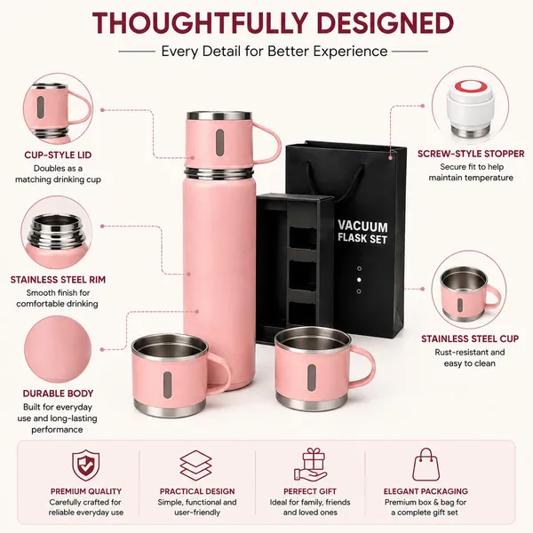 Stainless_Steel_Pink_Vacuum_Flask_Set