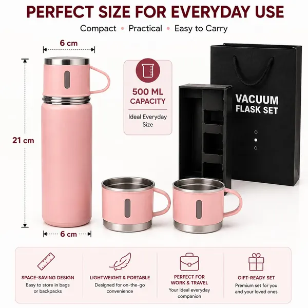 Stainless_Steel_Pink_Vacuum_Flask_Set