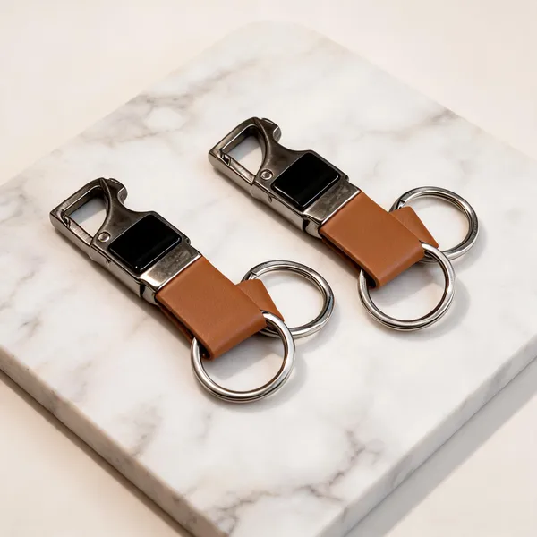Tan_Leather_&_Metal_Personalized_Keychain_Set_Of_2