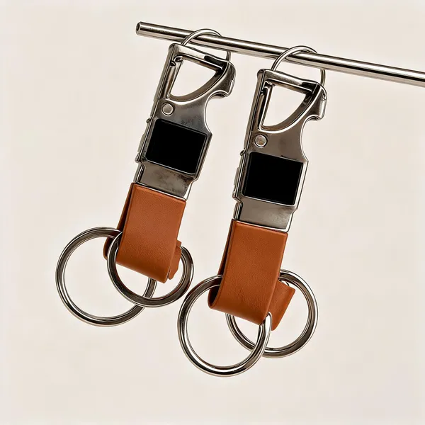 Tan_Leather_&_Metal_Personalized_Keychain_Set_Of_2