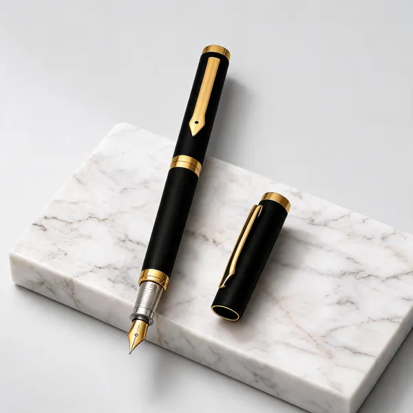Matte_Black_Gold_Trim_Fountain_Pen