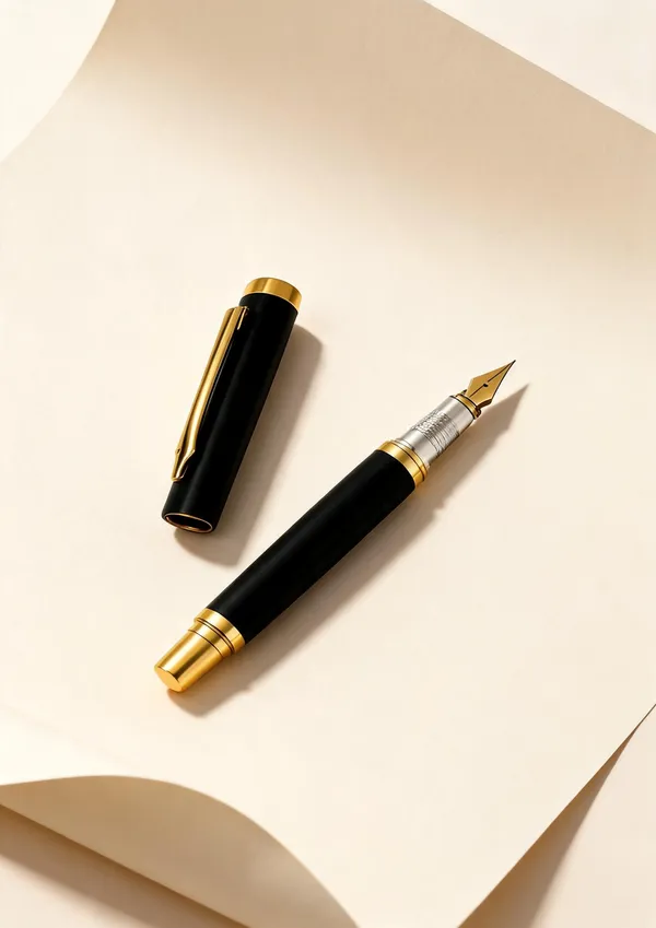 Matte_Black_Gold_Trim_Fountain_Pen