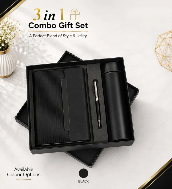 Black_3_In_1_Notebook_Pen_And_Bottle_Gift_Set