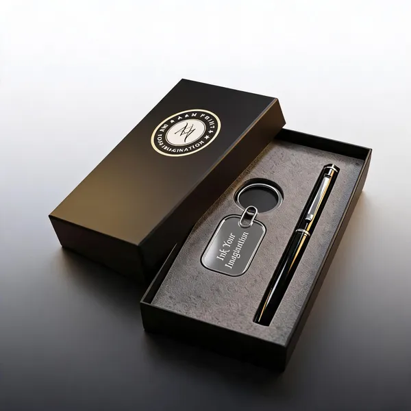 Black_Metal_Pen_And_Keychain_Gift_Set