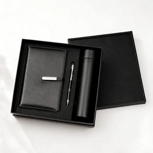 Black_Metal_Leather_Notebook_Pen_&_Bottle_3-In-1_Gift_Set