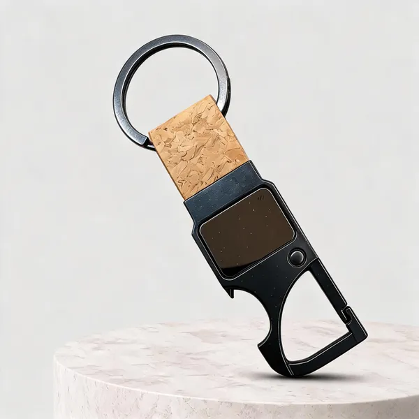 Tan_Cork_Metal_Clip_Keychain_For_Men_Women
