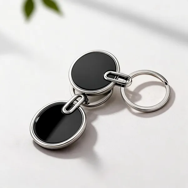 Silver_Black_Metal_Dual_Disc_Keychain_For_Corporate_Gifting
