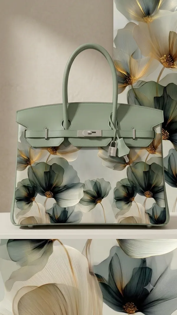 Mint_Green_Floral_Print_Structured_Handbag_for_Women