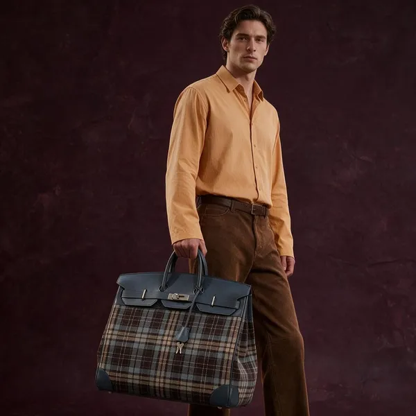 Blue_Plaid_Structured_Handbag_for_Men