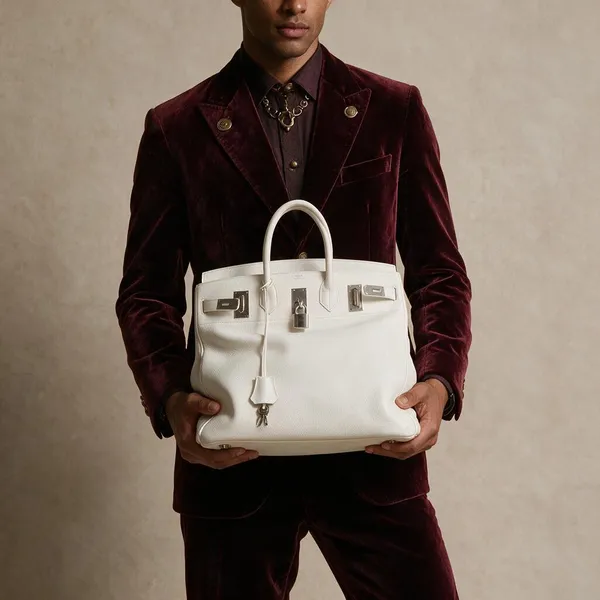 White_Textured_Leather_Structured_Handbag_For_Men