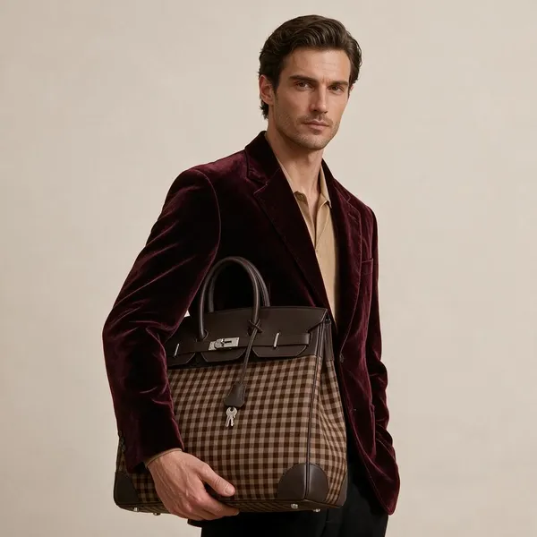 Brown_Checkered_Structured_Handbag_for_Men