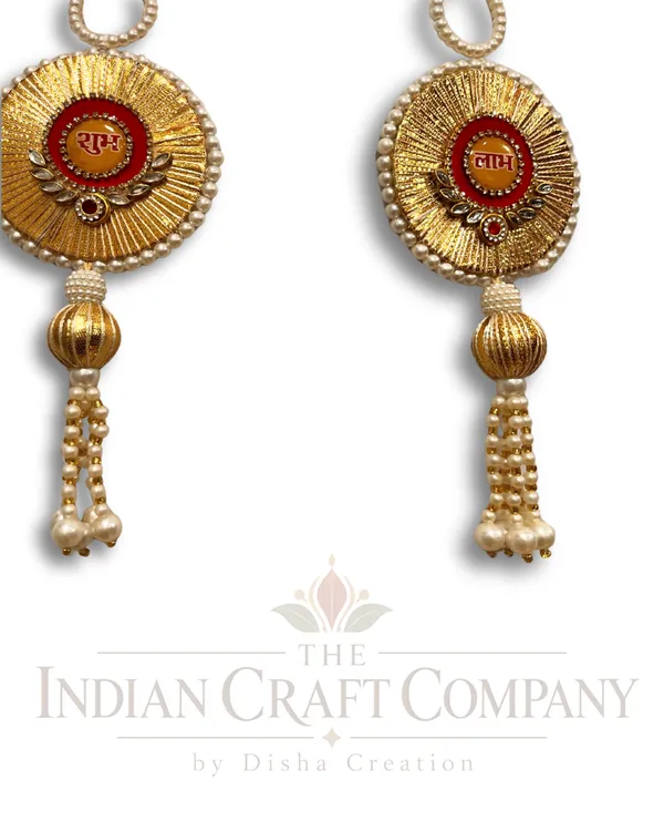 Gold_Tone_Shubh_Labh_Pearl_Door_Hanging_Set