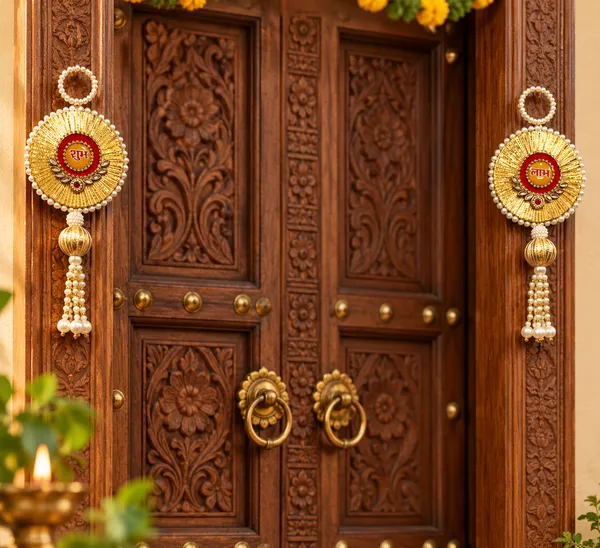 Gold_Tone_Shubh_Labh_Pearl_Door_Hanging_Set