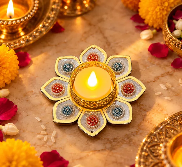 Metal_Festive_Floral_Embellished_Diya
