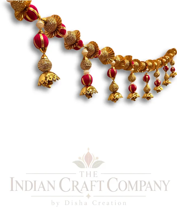 Fabric_Traditional_Red_Gold_Beaded_Door_Toran