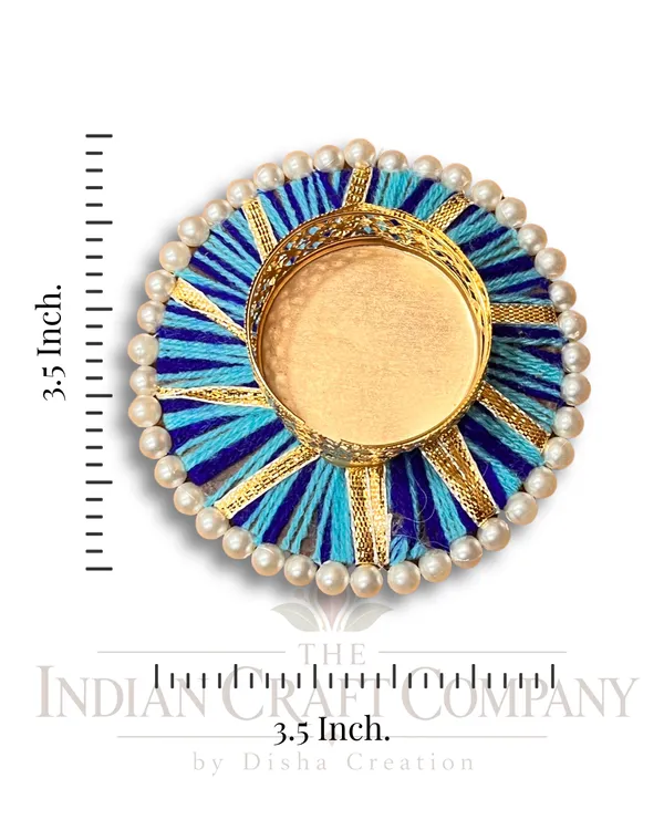 Metal_Festive_Blue_Embellished_Diya_Holder