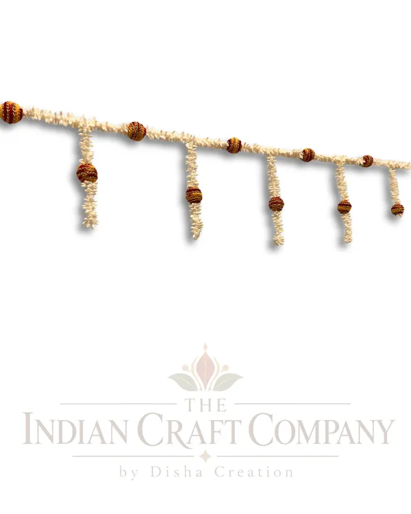 Cream_Traditional_Floral_Beaded_Toran_Door_Hanging