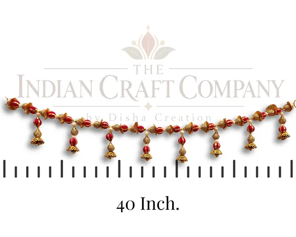 Fabric_Traditional_Red_Gold_Beaded_Door_Toran